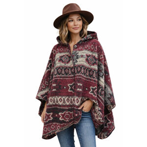 VTG Bear Ridge Outfitters Wool Blend Hooded Poncho Cape Western USA XL/2X OS